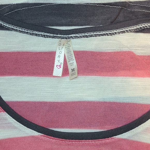 Colorful Stripe Top with Short Sleeves - Picture 2 of 2